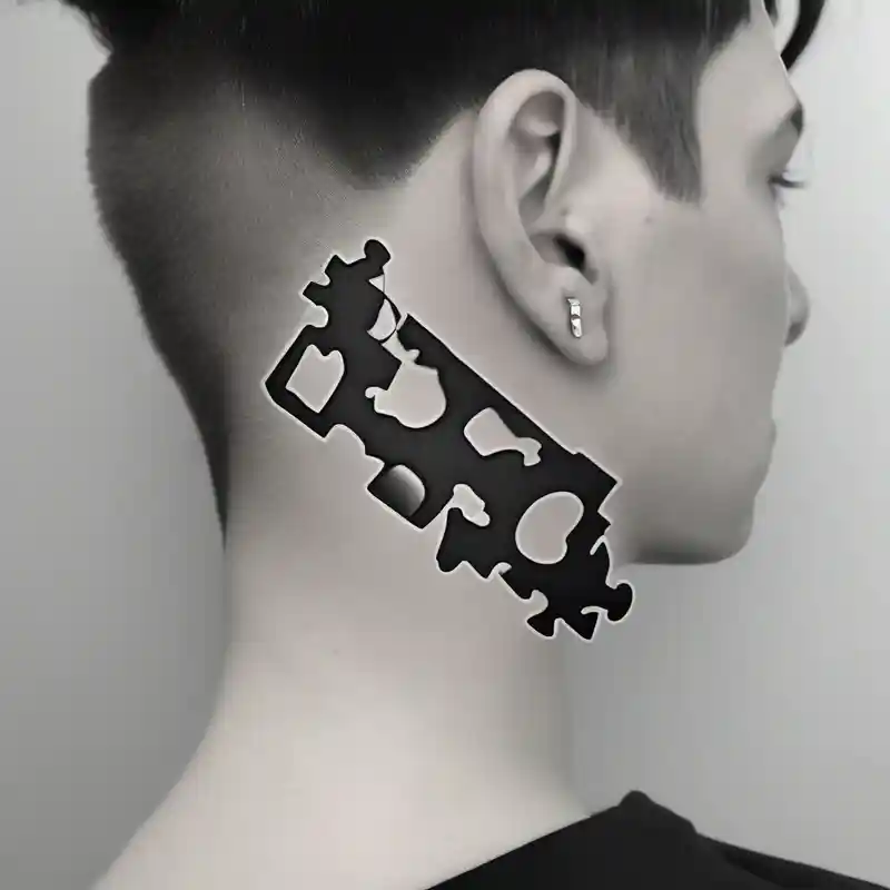 side of the neck puzzle piece tattoo where one of the pieces says Rella fishing tattoos – Blanco y negro, Colores vivos